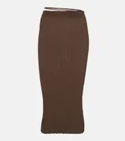 [Jacquemus] Jacquemus Pralu ribbed-knit midi skirt UK 8 brown