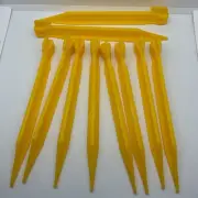 Set Of 10 Yellow Plastic Tent Stakes 18cm/7.1 Inch Camping Ground Pegs with Hook