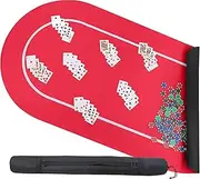 Jigitz Poker Mat Red and White 70 x 35in Non-Slip Poker Table Game Mat - Card Game Rubber Mat with Black Carrying Case