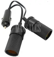 Lighter Plug Socket "Y" Extension SPLITTER Cable Cord 2 Dual Power Outlets