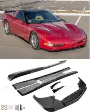 For 97-04 Corvette C5 | ZR1 GLOSS BLACK Front Splitter Side Skirts Rear Spoiler
