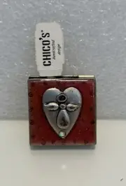 Chico's Red Heart Angel Pill Case Container Holder Metal Valentine's Day