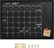 TORASO Calendar Chalkboard, 18 x 24 inches, Magnetic Surface Black Frame Chalk Board for Planning,School Timetable Memo, Hanging Board for Office, School and Home(YLHB-BK-4560)