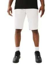 True Religion Ricky Straight Fit Denim Shorts in Optic White
