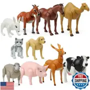 Beverly Hills Doll Collection Farm Animal Toys Set of 10, Moveable Joints Lar