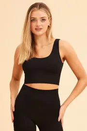 Black Nico Seamless Crop Top - Size L, Women's Cami