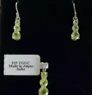 CERTIFIED NATURAL PERIDOT PENDANT & EARRINGS SOLID 925 STERLING SILVER SET