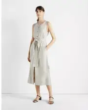 NWT Club Monaco Sleeveless Button Front Dress~SIZE:0~Color: Flax