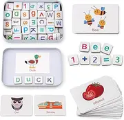 Coogam Wooden Magnetic Letters and Numbers Toys, Fridge Magnets ABC Alphabet Word Flash Cards Spelling Counting Game Learning Uppercase Lowercase Math for 3 4 5 Year Old Preschool Toddler