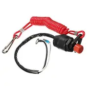 Boat Motor Emergency Kill Stop Switch for Yamaha /Tohatsu Outboard Stop Kill Switch Cut off Switches With Safety Tether Lanyard Black red
