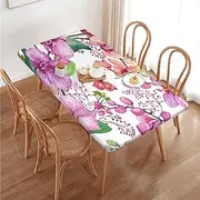 Flower Butterfly Floral Rectangular Tablecloth Table Cover for 4 Foot Tables, Waterproof Fitted Elastic Edged Table Cloth for Indoor Outdoor Party Wedding Picnic Patio, 4 Ft/48x30 inch