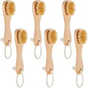 6 Pcs Natural Bristles Wooden Face Cleaning Brush Face Exfoliator Brush Dry Brush for Face Care Face Scrubber Exfoliator Wood Handle Facial Cleanser Face Exfoliator Tool to Unclog Pore