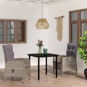 3 Piece Outdoor Dining Set with Cushions Grey and Black vidaXL