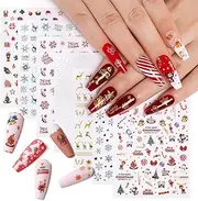 AIMEILI Christmas Nail Art Sticker 3D Snowflakes Nail Decals Colorful Snowmen Reindeer Bell Merry Christmas Tree Holiday Nail Stickers for Nail Art 40 Sheets