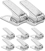 Danolapsi Shoe Slots Organizer 8 Pack - 3 Levels Adjustable Shoe Rack Transparent Shoe Stackers Shoe Space Savers Double Layer Stack Shoe Racks for Closet Organization, Transparent White