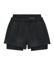 Alexander Wang Layered Elasticated-Waist Shorts XXS,S,XS,M Faded black