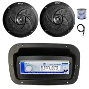 Dual Marine Receiver,Spa Bezel,Adapter, Antenna,Wire, 2x 6'' 240W Black Speakers