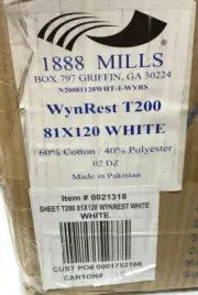 Wynrest ® T200 Blend Plain Weave Flat Sheets 81x120 White (Case of 24)