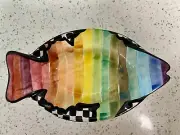 New MacKenzie Childs Small Rainbow Fish Platter
