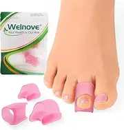 Welnove Hammertoe Corrector - 6 Pack Toe Splints - Soft Gel Toe Straighteners - Realign Bent, Curled, Crooked, Claw, Hammer Toes - Toe Corrector for Men and Women, (Medium,Pink)