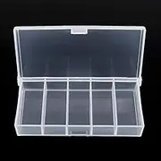 OriGlam 9.5cm / 3.74inch 5 Grids Clear Plastic Compartment Organizer Box Storage Container, Jewelry Storage Box
