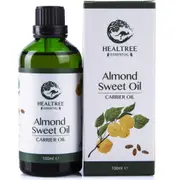 HEALTREE Sweet Almond Carrier Oil 100ml (Australian Cold Pressed Virgin Grade) Gentle on Scalp for Hair & Skin Care, Body Massage Essential Oils