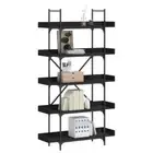Bookcase 5-Tier Bookshelf Display Storage Cabinet Black Engineered Wood vidaXL
