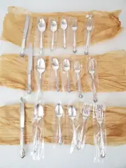 3 (1952) Rogers & Bro. 6 Pc Daybreak Elegant Lady Silverplate Settings Boxed NOS