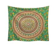 150x130cm Green Mandala Flower Pattern Printed Tapestry Wall Hanging Beach Towel Outdoor Sitting Rug for Bedroom Living Room Dorm
