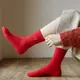 珊瑚襪子 女襪 冬季加厚居家睡眠襪 新年紅色襪 保暖地板襪 本命年刺綉襪
