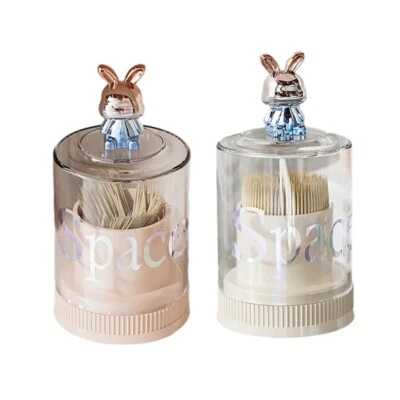 Lovely Rabbit Toothpick Holder Cotton Swab Rod Storage Box Cosmetics Jewelry