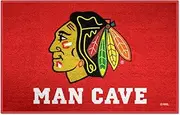 FANMATS 14410 Chicago Blackhawks Man Cave Starter Mat Accent Rug - 19in. x 30in. | Sports Fan Home Decor Rug and Tailgating Mat