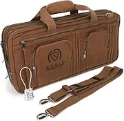 Waxed Canvas Chef Knife Bag Holds 19+ Knives Plus Knife Steel Meat Cleaver and Several Large Storage Compartments! Our Most Durable Professional Line Knife Carrier Includes Custom Padlock! (Bag Only)
