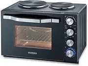 SEVERIN Oven and toast oven with hobs, oven with 30 L cooking chamber capacity, mini oven with hot plates for cooking, grilling and baking, total power 2500 W, black, TO 2074