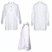 Women Shirt Long Sleeve White Cotton Tuxedo Sleep Shirt with Button