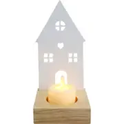 LVD Porcelain Tealight Candle Holder Display House Heart 14cm - White