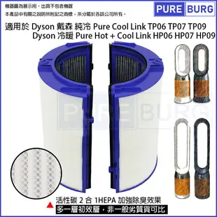 適用於Dyson 純冷Pure Cool Link TP06 TP07 TP09 & 冷暖Pure Hot + Cool Link HP06 HP07 HP09活性碳HEPA空氣過濾網濾芯