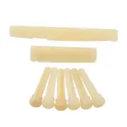 Unbleached Acoustic Guitar Bone Bridge Pins Saddle Nut set for Acoustic Guitar