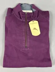 Tommy Bahama Golf Pullover Reversible 1/4 Zip Medium Purple Rum Berry MSRP $89