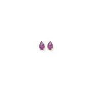 14k Yellow Gold 7x5mm Pear Amethyst Checker Earrings