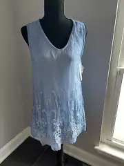 Soft Surroundings Silk Romance Top in Blue Heron Women’s Sm NWT