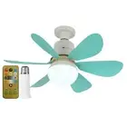 Ceiling Fan LED Lamp E27 Socket Fan Light Remote 42cm (Blue Milky Shell) Hot