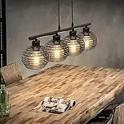 ZMH Pendant Light Dining Table Pendant Lamp Vintage Black Pendant Light Industrial Design Retro Dining Table Lamp E27 Metal 4 Bulbs Dining Room Lamp for Dining Room Kitchen Living Room Study