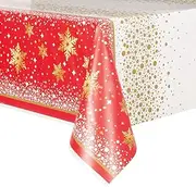 Gold Sparkle Christmas Plastic Tablecloth, 84" x 54"
