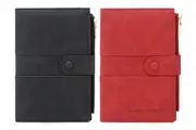 2Pcs Women Men RFID Passport Card Holder Combo Travel Wallet With Zipper Card Slots-Black And Red