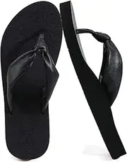 [KuaiLu] Womens Flip Flops With Arch Support Comfortable Yoga Mat Cushion Thong Leather Sandals for Ladies Fashion Slip On Summer Beach Walking Slides Indoor Outdoor Travel Orthotic Slippers