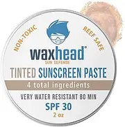 Waxhead Tinted Sunscreen Paste - Tinted Zinc Oxide Sunscreen, Eco Friendly Sunscreen, Sunscreen Reef Safe, Organic Sunscreen for Face, Hawaii Sunscreen, Surfing Sunscreen (SPF 30, 59ml, Tinted)