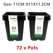 72 x Large Square Plastic Garden Pot 11CM Planter Vase Flower Vegetable Seedling