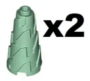 LEGO 2 New Sand Green Cone 2 x 2 x 3 Studs Jagged Castle Tower Roof GR05