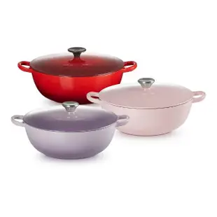 【Le Creuset】琺瑯鑄鐵媽咪鍋26cm(加勒比海藍/雪紡粉/海岸藍/水晶紫/藍鈴紫)